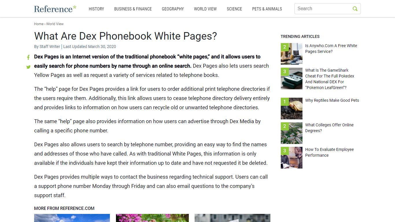 What Are Dex Phonebook White Pages? - Reference.com